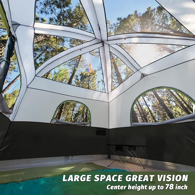 UNP Tents 6 Person Waterproof Windproof Easy Setup,Double Layer Family Camping Tent with 1 Mesh Door & 5 Large Mesh Windows -10'X9'X78in(H)