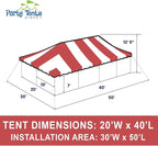 Party Tents Direct 20'x40' Weekender Canopy Pole Tent - Easy Up Canopy Tent with 160 Person Capacity - Outdoor Canopies for Parties, Weddings, & Events (Red/White Top)