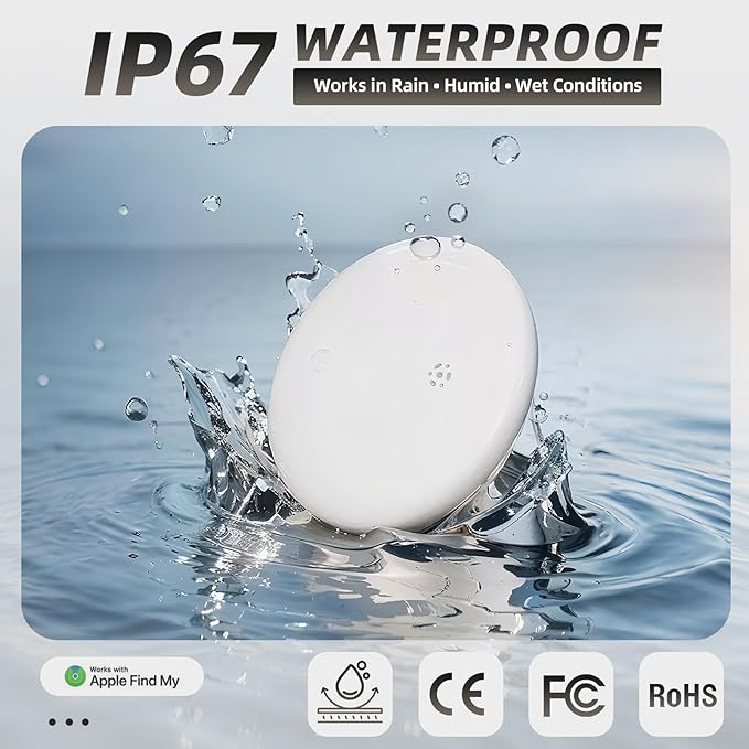 2-Pack Bluetooth Item Finder | Keys Luggage Wallet Locator for iOS & Android | No GPS, Shows Last Known Location | No Monthly Fee | IP67 Waterproof | 1-Year Battery (White)