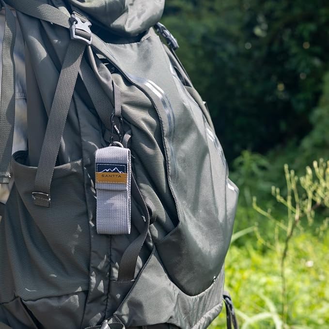 SANTTA Light Weight Titanium Folding Fork Spoon 2 Piece Utensil Set with Carry Bag and Carabiner for Camping, Hiking, Backpacking and Travelling