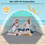 Venustas Beach Tent Sun Shelter for 3/4-5/6-7/8-10 Person, UPF 50+ UV Protection Beach Canopy, Lightweight and Easy Setup Cabana, Portable Shade Tent