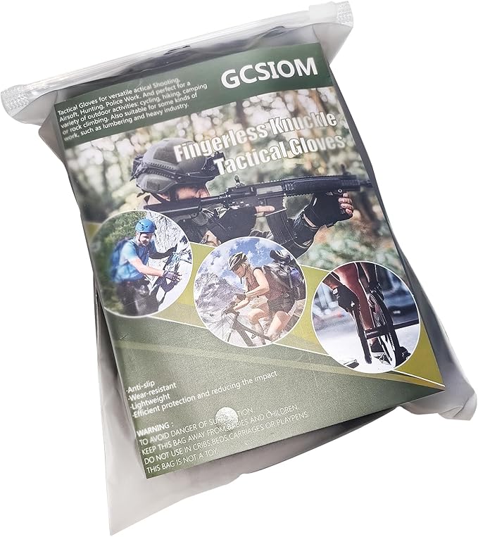 GCSIOM Tactical Fingerless Gloves Breathable, Non-Slip, Impact Resistant, Suitable for Outdoor Cycling, Motorcycle Riding, Rock Climbing