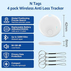 Tracker Tag for Android or iOS, Tracker Tags-4 Pack Smart Tag, Dual System Both iOS and Android Tracker Tags, Apple Find My or Google Find Hub App, Keys Finder Item Locator for Wallets (White)