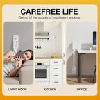 Electrical Outlet Extender Features USB-A,USB-C,2 AC Outlets,Wall Power Socket Expander Stick,Extendable Rotating Electric Outlet Plug Adapter Nightstands, Sofa,Desks and More Hard to Reach Spaces