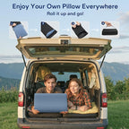 Camping Pillows for Sleeping - Memory Foam Travel Pillow 2 Heights Use - Small Travel Pillow for Camping, Hiking, Backpacking with Storage Bag (Blue)