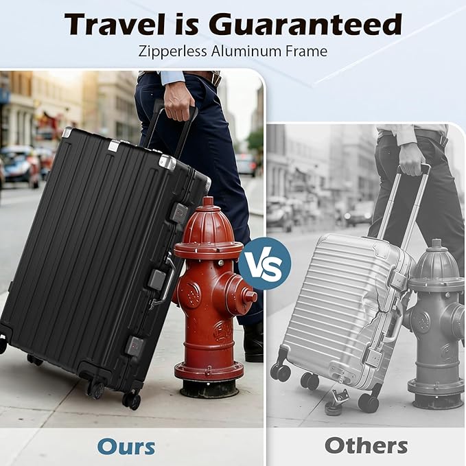 Krute Large Luggage 28 inch Zipperles Suitcase With Spinner Wheels USB Charger Hardside PC Aluminum Frame Luggages Checked Suitcases with TSA Lock (1 Piece)