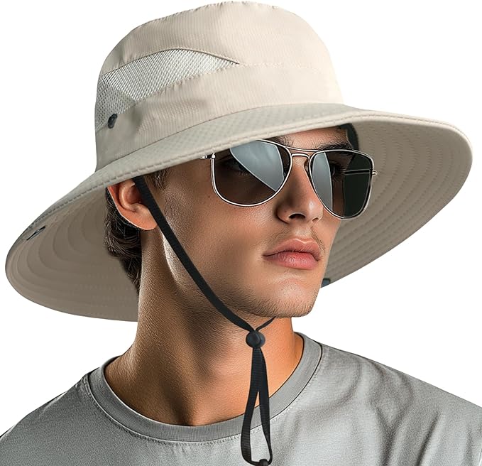 NPQQUAN Sun Hats for Men Women with Neck Flap UPF 50+ UV Protection Wide Brim Bucket Hat Safari Hiking Fishing Hats