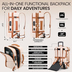 Fanwoli Rolling Vacuum Backpack Travel with One-Button Compression, Expandable Carry-On Suitcase Luggage, Approved TSA Lock & Water-Proof Laptop Compartment for Outdoor/Family/Business Trips
