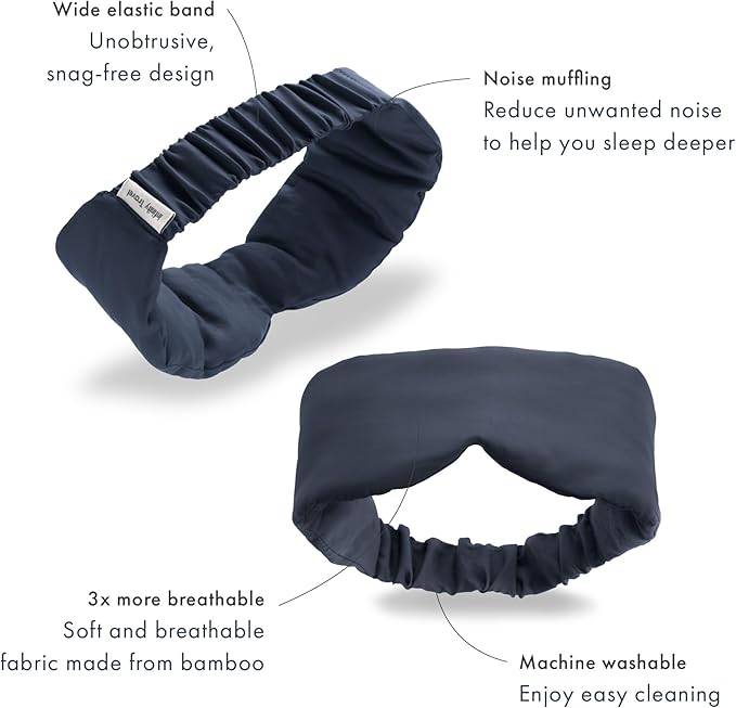 Infinity Travel - Bamboo Sleep Mask - Silky Soft Eye Mask - Comfortable - 100% Light Blocking Night - Machine Washable (Midnight Grey)