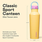 Corkcicle Classic Sport Canteen Insulated Water Bottle - Keeps Beverages Cold 25 Hours - Triple Insulated - Summer Drinkware Gift - Keeps Drinks Ice Cold - Leak-Proof Cap - 20 oz - Toucan Jams