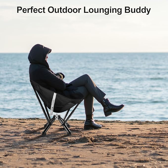 Compact Camping Chair, Portable Comfortable Camping Chair for Adults - 600 LBS Capacity Sturdy Camping Folding Chair with Quick Setup & Carry Bag Compact Camp Chair (Black)