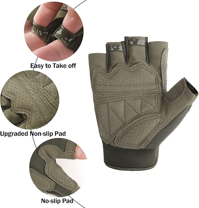 FIORETTO Fingerless Gloves, Half Finger Gloves for Driving, Cycling, Shooting, Hunting, Motorcycle, Climbing, Outdoor Work 215801