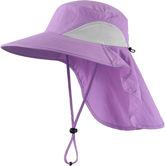 Home Prefer Outdoor UPF50+ Sun Hat Wide Brim Mesh Fishing Hat with Neck Flap