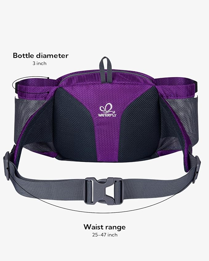 WATERFLY Fanny Pack Waist Bag: Waist Pack for Women Men with Two Water Bottle Holder Hiking Fanny Pack for Running Walking DogWalking Travel Cycling