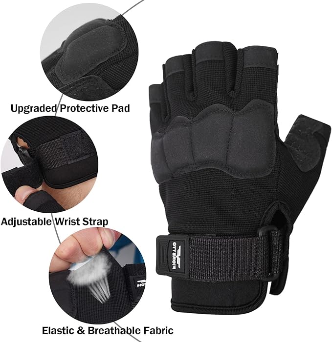 FIORETTO Fingerless Gloves, Half Finger Gloves for Driving, Cycling, Shooting, Hunting, Motorcycle, Climbing, Outdoor Work 215801