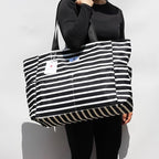 ESVAN Large Foldable Beach Bag for for Women with Dry Wet Compartment Waterproof Sandproof Travel Gym Picnic Handbag