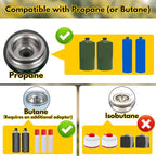 Adjustable 2-Burner Portable Stove with 16000 BTU, Flameout Protection, with Camping Grill and Carrying Bag, Propane Camping Stoves for Camping, Backyard BBQ,Tailgating (Grey)