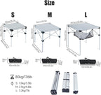 iClimb Lightweight Stable Alu. Folding Square Table Roll Up Top with Carry Bag for Camping Picnic Backyards BBQ Camp Kitchen (Silver, L)