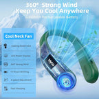 Portable Neck Fan,Hands Free Personal Wearable Bladeless Fan,6000mAh USB Rechargeable,360° Cooling,LED Display,4-Speeds,Birthday Gifts for Men Women Dad Mom,Outdoor Indoor Travel Camping (Dark green)