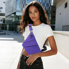 Anti Theft Crossbody Bags for Women Men, Multi-Pocket Shoulder Bag, Slim Sling Purse with 2 RFID Blocking Card (Right Shoulder-Viola)