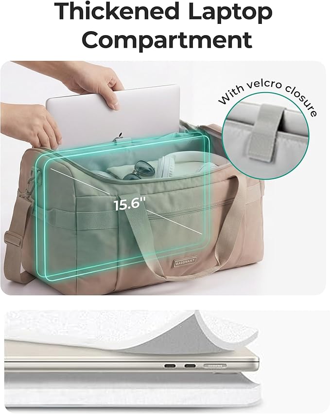 BAGSMART Travel Duffel Bags for Women, 32L Gym Duffle Bag with Laptop Compartment, Carry On Weekender Overnight Bag, Shoe Bag, PVC Wet Pocket, Black