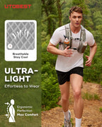 UTOBEST Running Vest, 5L Hydration Vest Lightweight, Breathable and Sweatproof Running Backpack, Adjustable Running Hydration Vest for Trail Running Marathon Race Jogging Cycling