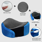 Travel Pillow, 100% Pure Memory Foam Travel Neck Pillow Airplane Neck Support Ergonomic Design for Traveling Suitable for Airplanes,Offices and Cars-Blue