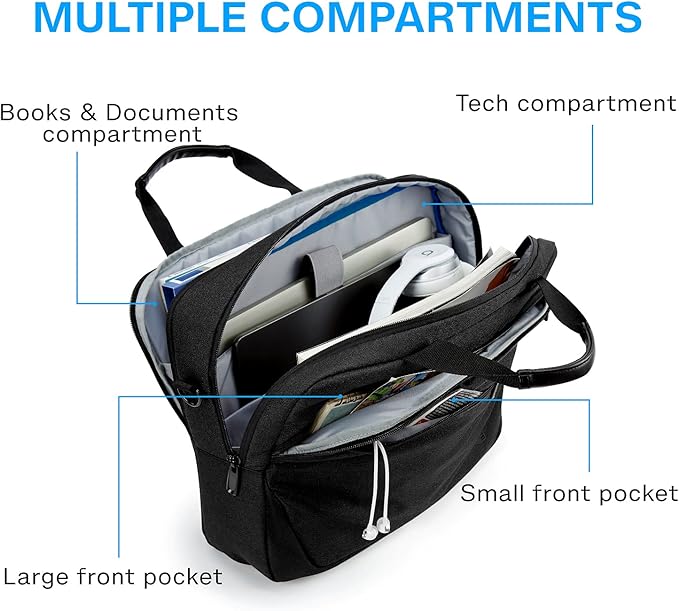 BAGSMART Laptop Bag, 15.6 Inch Briefcase Men, Lockable Computer Bag Work Bag, Water-Repellent Shoulder Messenger Bag Travel Office Business, Black