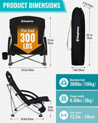 KingCamp Low Beach Chairs, Portable Folding Chair for Adults Extra Wide Ergonomic High Back Seat 300lbs Heavy Duty Lightweight Oversized Gear with Carry Bag for Outdoor Lawn Camping Picnic