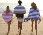 HENBAY Cotton Oversized Beach Towel - Large 70 x 35 Inch Pool Towel, Orange Striped Quick Dry Swimming Cabana Towel