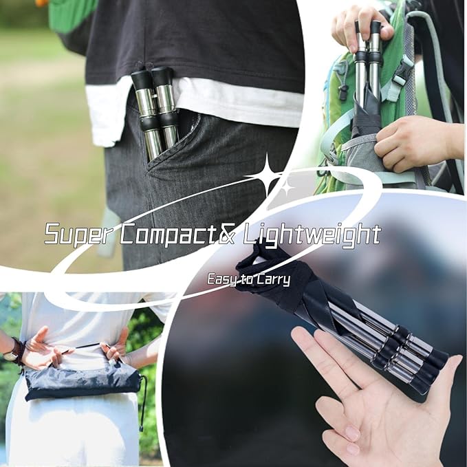 Ultra-Lightweight Stainless Steel Folding Camping Stool - Compact Portable Backpacking Stool with Carry Bag Supports 240 lbs 12.6” Folded Size for Hiking Travel Outdoor Events