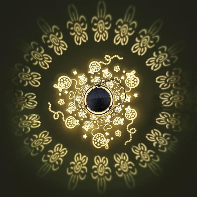 Upgraded Ladybug Solar Lights for Outside Garden Decor, Waterproof Hanging Metal Lanterns Outdoor Solar Lights for Yard, Patio, Porch, Fence - Birthday Gifts for Women, Mom, Grandma