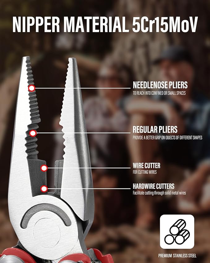 Multitool, 21-in-1 Multi Tool Pliers with Safety Locking and Spring-Action Scissors, Heavy-duty Stainless Steel Multi-tool Set with Nylon Sheath for Work, Home, Garden, DIY & Auto