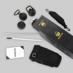 40 Oz Water Bottle with Strap Stainless Steel Sports Water Bottle with 3 Lids (Straw, Chug and Flip Lid) Insulated Leak Proof Metal Jug for Men & Women - Black