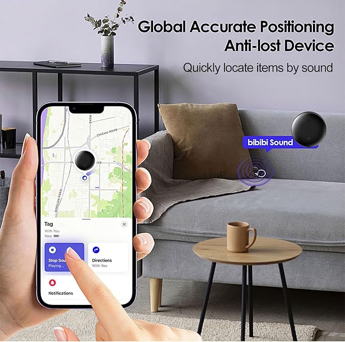 Dual System GPS Tracker for iOS and Android Bluetooth Tracker Smart Tags Compatible with Apple Find My (iOS) & Google's Find Hub (Android) for Keys, Vehicles, Car, Luggage, Wallet (4-Pack)