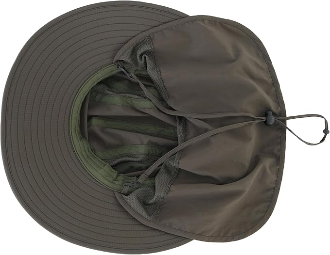 Home Prefer UPF 50+ Mens Wide Brim Fishing Hat with Neck Flap Sun Hat for Men Women Sun Protection Cap