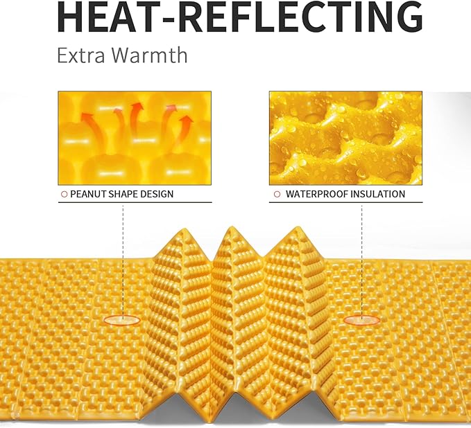 Foam Camping Pads for Hiking, Ultralight Closed Cell Mattress, Waterproof Soft Mat for Adults, Wide Picnic Yoga Mats, Folding Sleeping Pad for Outdoor Backpacking