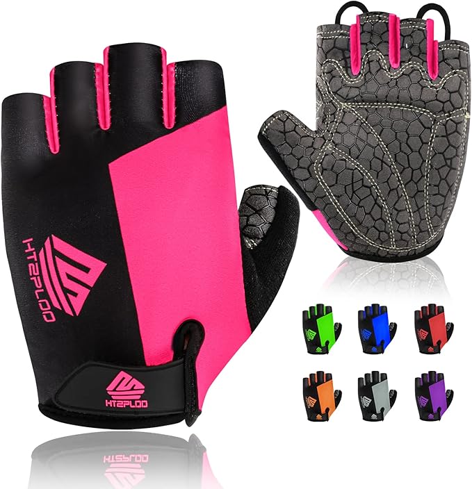 Bike Gloves for Men Women with Anti-Slip Shock-Absorbing Pad, Light Weight Half-Finger Cycling Gloves