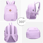 KEOFID Classic Travel backpack for Men and Women, Anti Theft Laptop Backpack with USB Charging Port for Work, Large Bag for College, Water Resistent(Purple)