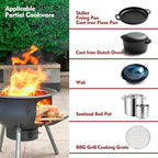 Multifunction Wood Burning Stove with Grill Rack,Large Portable Charcoal Grill,Camping Rocket Stove for Outdoor/Backyard Cooking,Chinese Wood Stove,Off Grid Living Supplies