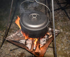 Boundless Voyage Titanium 4.5L Hanging Pot with Steaming Rack Folding Handle Outdoor Camping Cooking Stockpot Steamer Set
