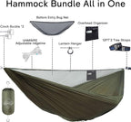 onewind 12Ft Camping Hammock with Mosquito Net, Ridgeline Double Hammock Portable Lightweight Large Hammock Ripstop Nylon Durable with 2 * 12Ft Tree Straps for Camping Hiking Backpacking, OD Green