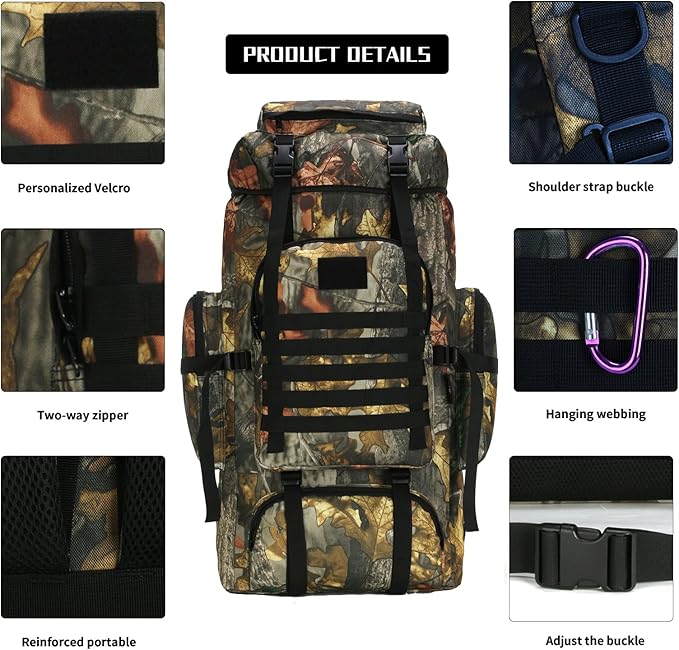 Hiking Backpack for Men 70L/100L Camping Backpack Military Rucksack Molle 3 Days Assault Pack for Climbing