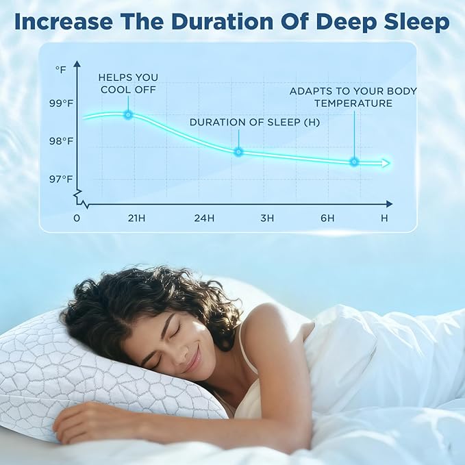 Side Sleeper Pillow for Adults, King Size Cooling Pillow for Neck and Shoulder Pain Relief, Adjustable Firm Soft Shredded Memory Foam Pillows for Side Back Stomach Sleepers, Bed Pillows for Sleeping