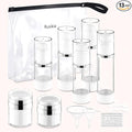 13 Pack Travel Size Containers, 1.7/1/0.5oz Clear Airless Pump Bottles, Makeup Containers, TSA Approved Skincare Empty Travel Bottles Leak Proof Refillable Jars for Toiletries, Lotion, Liquid, Cream