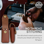 Leather Multitool Sheath Compatible with Leatherman Wave and Wave Plus, Ultra Durable Full Grain Leather Tool Holder, Multi Tool Holster for Belt, Solid Brass Rivets - Belt Accessories for Men - Brown