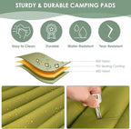 Extra Thick 4.8" Sleeping Pad for Camping, Self Inflating Camping Pad with Built-in Foot Pump, 78"x27" Ultralight Sleeping Pad with Pillow for Backpacking, Hiking, Travel & Outdoor Fun (Green)