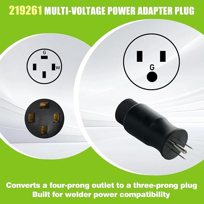 219261 Multi-Voltage Adapter Plug Compatible with Miller and for Hobart Welders, 115V 5-15P 4-Pin to 3-Prong Welder Plug Replacement for Welding Power Cord