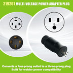 219261 Multi-Voltage Adapter Plug Compatible with Miller and for Hobart Welders, 115V 5-15P 4-Pin to 3-Prong Welder Plug Replacement for Welding Power Cord