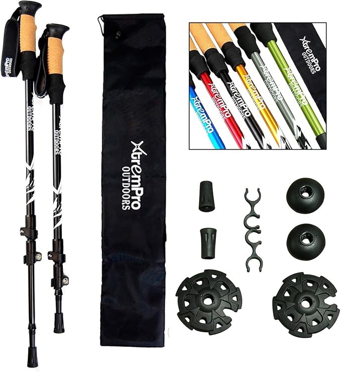 2 Pcs Trekking Poles,Aluminum Lightweight Collapsible Hiking Poles for Women,Walking Sticks for Hiking Carbon Fiber